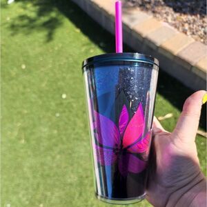 Starbucks Grande 2021 poinsettia black glitter tumbler